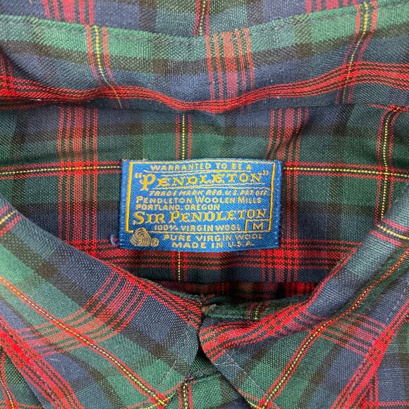 Pendleton Vintage Mens Sz M Maclennan Plaid Button Down Shirt Red Green - Picture 7 of 13